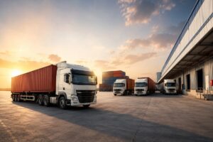 Backhaul logistics operations in India with loaded FTL trucks at a modern warehouse improving route efficiency and reducing empty kilometres across the national transport network.